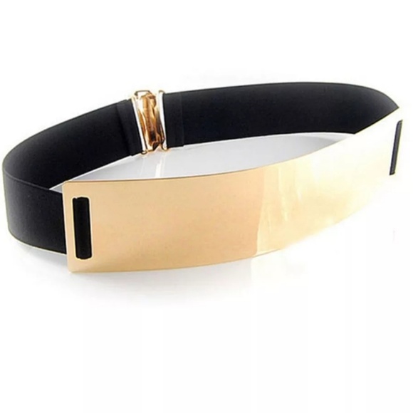 Wide Gold Metal Belt Cummerbund Belt - Picture 4 of 11